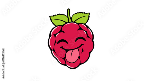Playful Raspberry Cartoon Character with Tongue Out