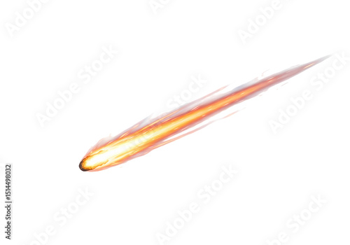 Streaking Meteoroid with Fiery Trail isolated on transparent baackground