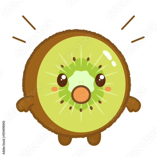 口を開けて驚いているキウイキャラクターのイラスト