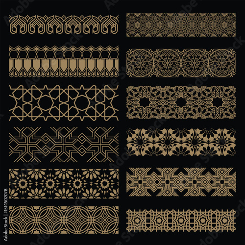 Traditional Bahrain Motif Pack Seamless Islamic Border Patterns