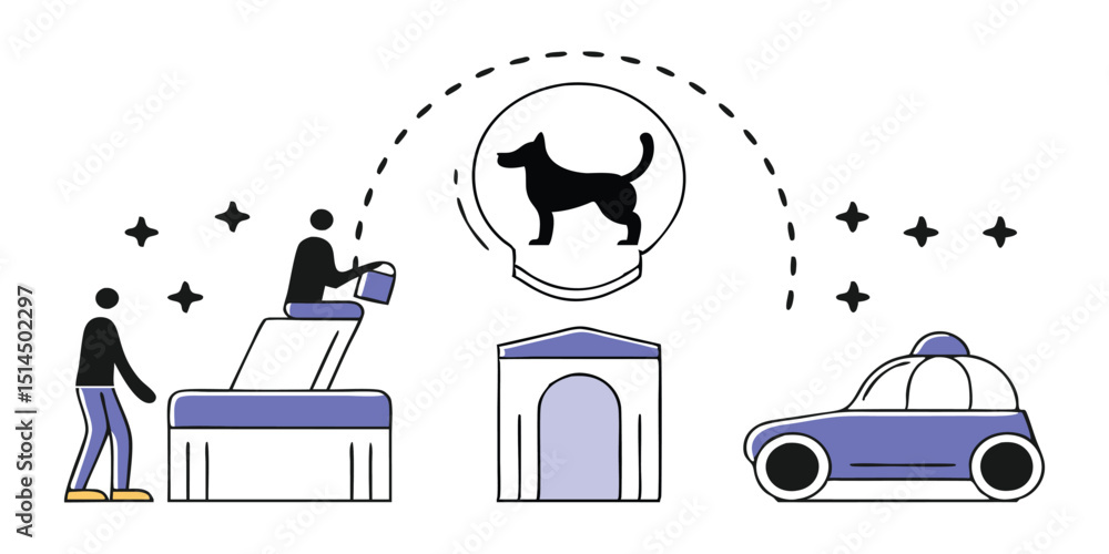 Dog Adoption Process Illustration Dog Adoption Process Illustration
