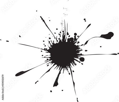 飛び散った墨の飛沫のイラスト