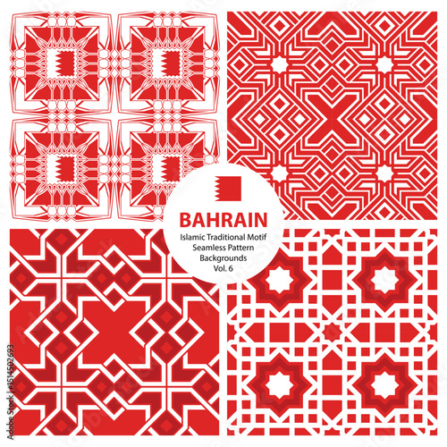Bahraini Traditional Pattern Backgrounds Seamless Vector Set