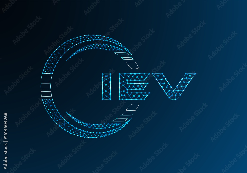 Obraz premium IEV low poly letter logo vector design. IEV lower poly logo design. Low poly logo.