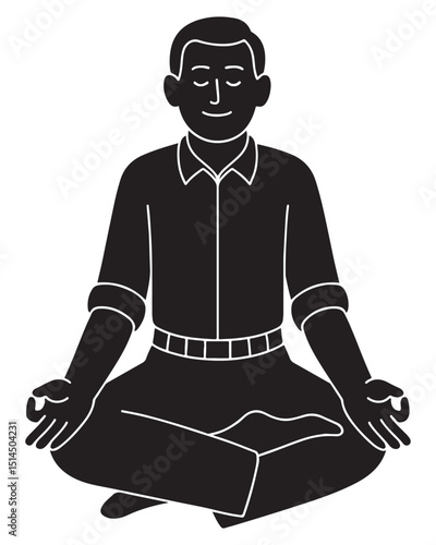 Silhouette of a man in lotus position with a straight spine and hands in mudra