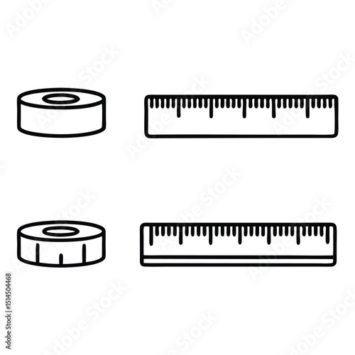 Tape Measure Black and White Square Icon vector line art