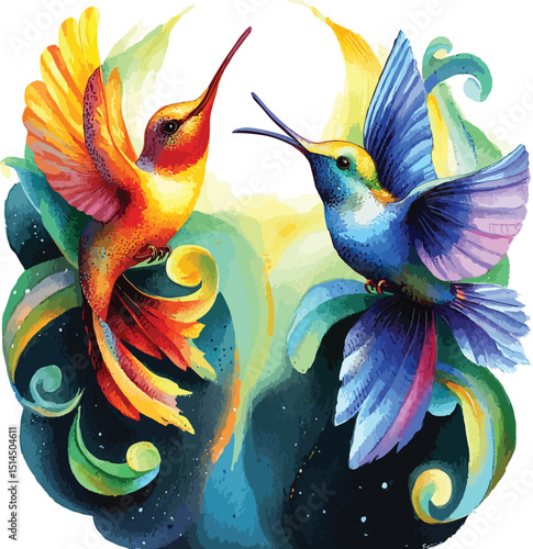 Ethereal Kingfisher Birds Color Garden