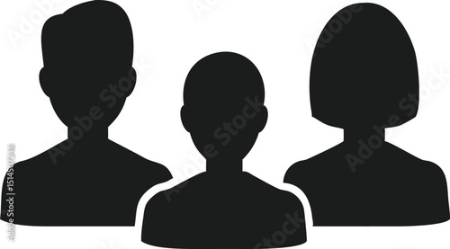 Simple black silhouette designs of diverse user profile avatar icons for websites