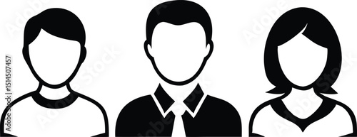 Simple black user profile avatar designs suitable for website and application use