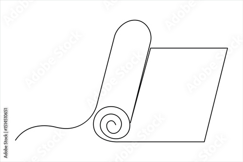 Fitness equipment concept. Continuous one line art drawing of fitness mattress design vector illustration