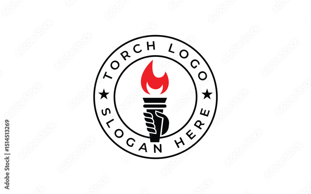 Obraz premium torch logo vector illustration badge design