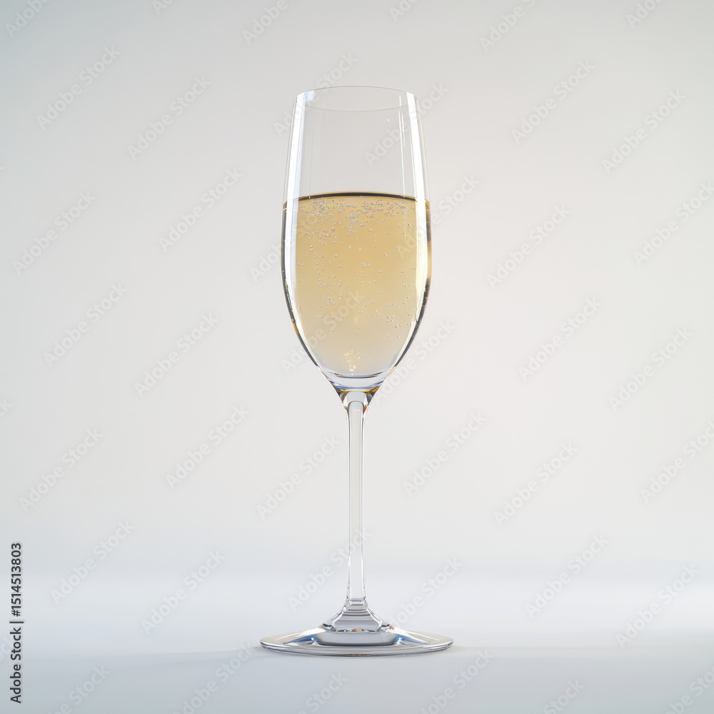 Fototapeta premium Sparkling wine glass, studio shot, white background, celebration on a white background JPG with generative A.I.