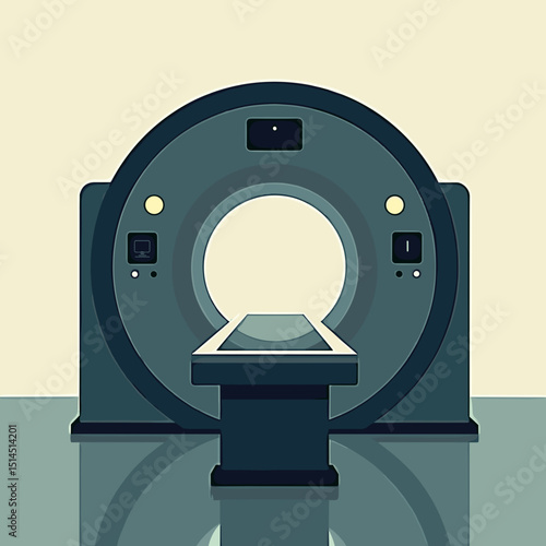 Medical CT scanner in flat design with neutral background  