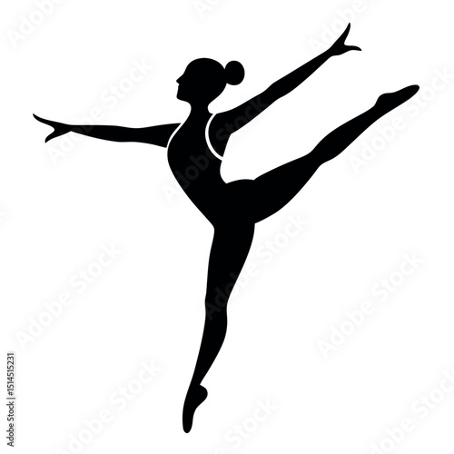 Elegant Ballet Dancer Silhouette - Grace, Performance, and Dance Icon isolated on white background
