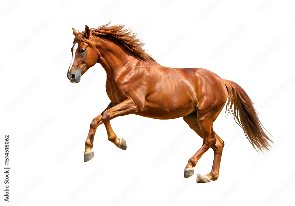 Fototapeta premium Chestnut Horse in Motion isolated on transparent baackground