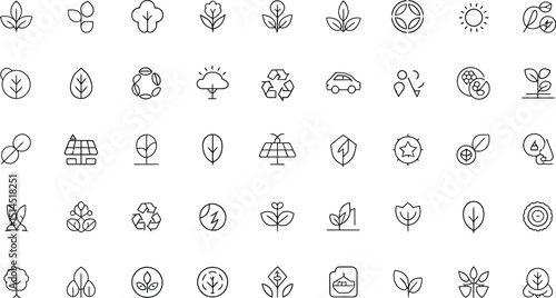 Eco-friendly Leaf Icons Set:  Nature, Sustainability, and Green Energy Symbols
