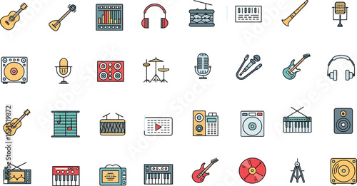 Colorful Music Instrument Icons Perfect for Branding and Logo Design