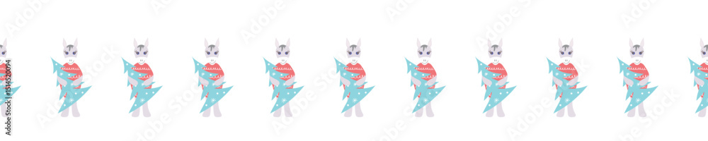 Obraz premium Christmas decorative border with donkeys