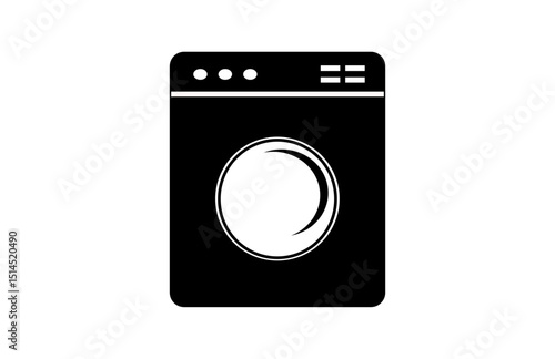 Washing Machine Icon Vector – Laundry Appliance Symbol, Flat Design Illustration