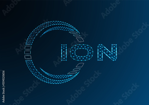ION low poly letter logo vector design. ION lower poly logo design. Low poly logo.