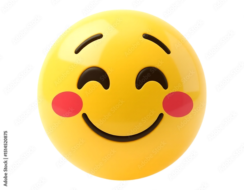 Fototapeta premium Smiling Emoji with Blushing Cheeks