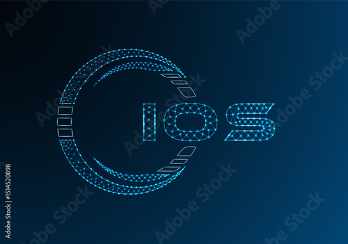 IOS low poly letter logo vector design. IOS lower poly logo design. Low poly logo.