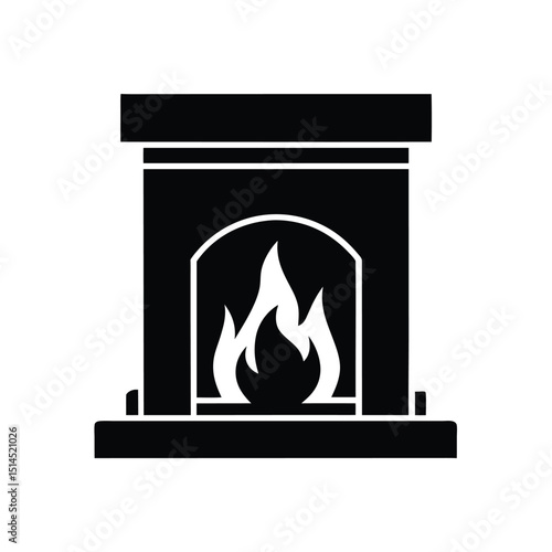 Fireplace Icon Vector Flat and Clean Look