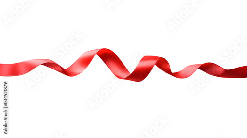 Elegant red ribbon curving gracefully across a sleek black background studio shot