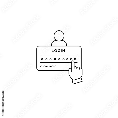 Secure online login process with user interface. User enters password on digital screen. Simple login design for website or app