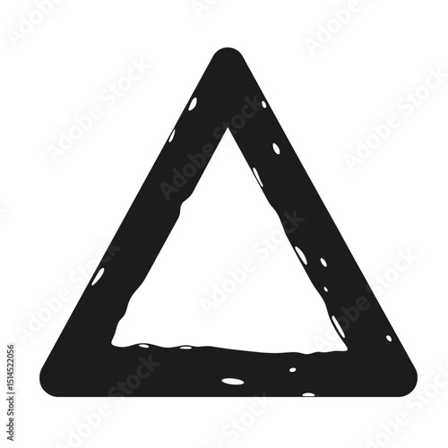 Simple black triangle warning sign. Triangle shape design element for road signs, cautionary alerts, or safety notices.  This triangle warning symbol is perfect for creating safety graphics