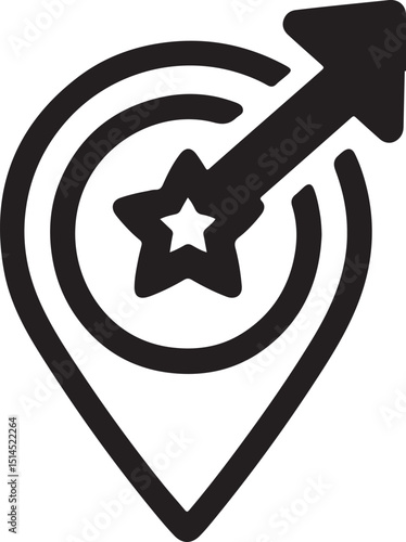 Location icon with favorite and direction symbols representing navigation gps wayfinding marking places travel geographic positioning suitable for maps apps services
