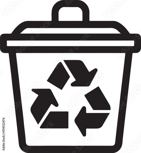Trash bin with recycle symbol representing waste management recycling eco-friendly disposal environmental conservation sorting and sustainable practices for ecological awareness