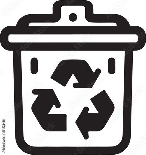 Trash bin with recycle symbol representing waste management recycling eco-friendly disposal environmental conservation sorting and sustainable practices for ecological awareness