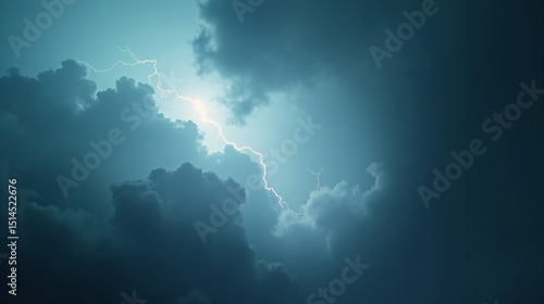 Dramatic Storm with Lightning and Vortex Above the Sky