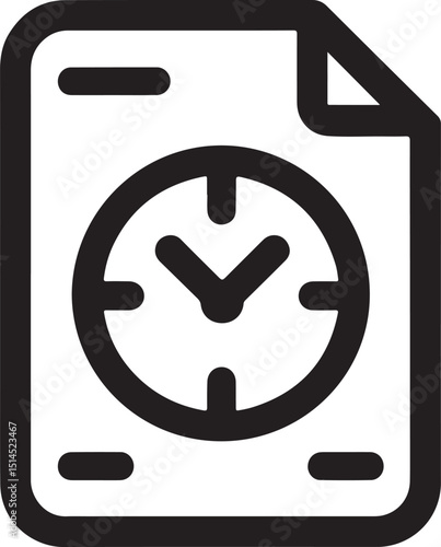 締め切り、時間管理、スケジュールされたレポート、またはアプリ、ウェブサイト、デジタル用の時間に敏感なドキュメントを表す時計オーバーレイ付きのドキュメントアイコン