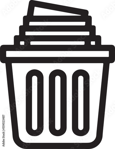 Trashed documents icon representing deleted files recycle bin file removal or document deletion for apps websites and digital platforms