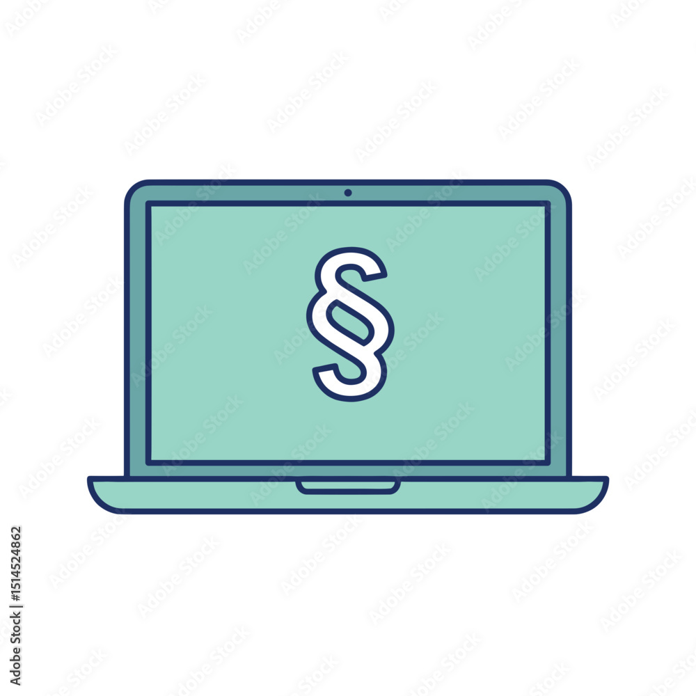 Online law icon displayed on laptop with a simple design Online law icon displayed on laptop with a simple design
