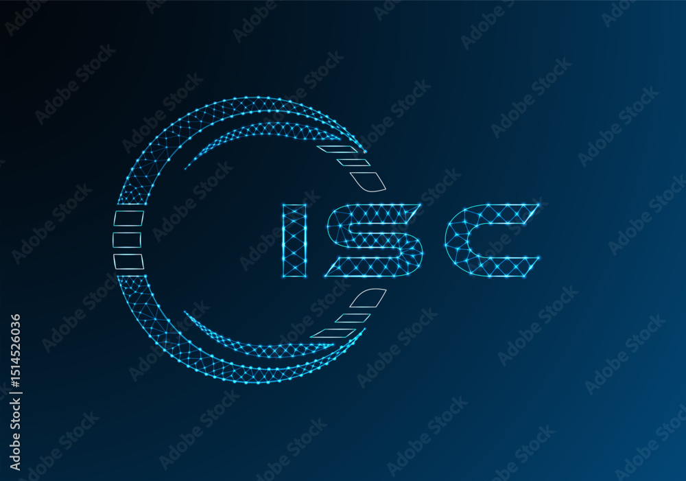 Naklejka premium ISC low poly letter logo vector design. ISC lower poly logo design. Low poly logo.