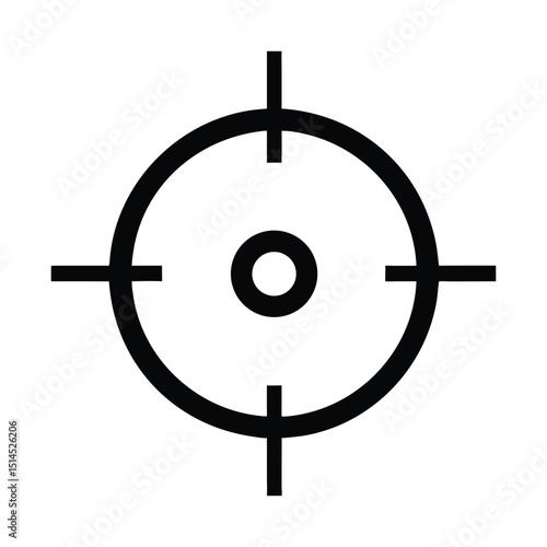 Sniper rifle shooting target vector icon with a crosshair aim and countdown clock design