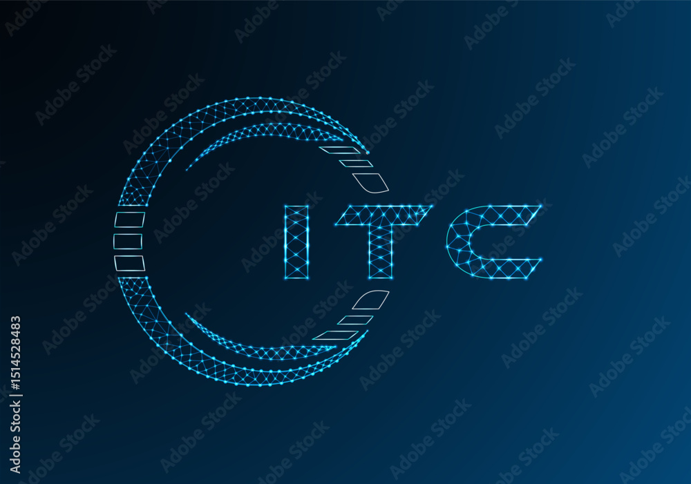 Naklejka premium ITC low poly letter logo vector design. ITC lower poly logo design. Low poly logo.