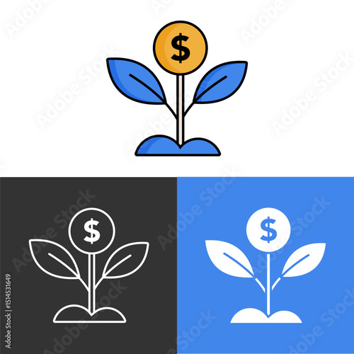 Investment Plant Growing from Coin Icon