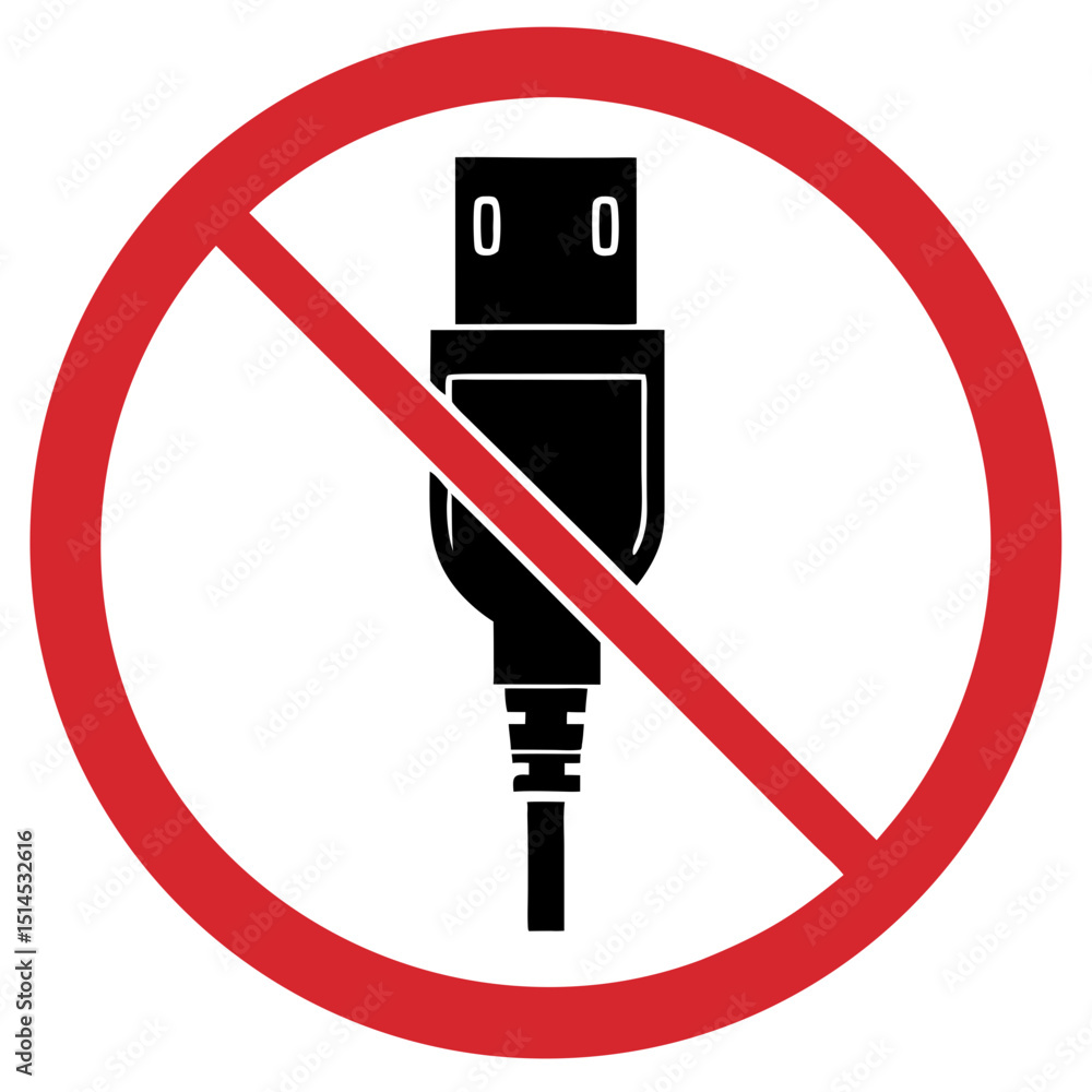 custom made wallpaper toronto digitalProhibition sign for no USB or power port access, clear and straightforward design