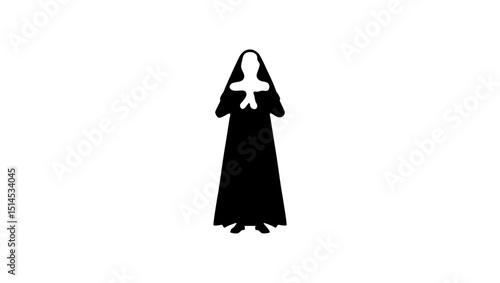 nun symbol, black isolated silhouette