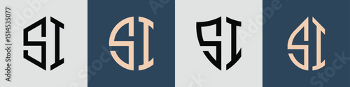 Free Download Creative simple Initial Letters SI Logo Designs Bundle. - GFXLoad