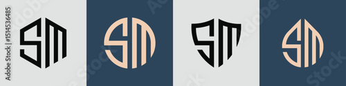 Free Download Creative simple Initial Letters SM Logo Designs Bundle. - GFXLoad