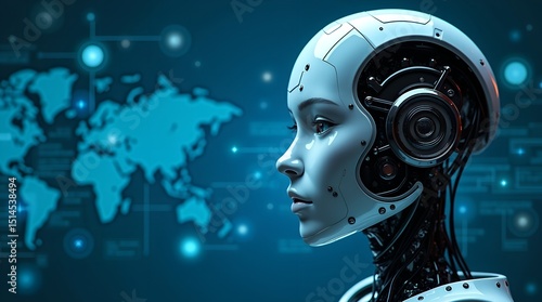 Cutting-Edge Humanoid Robot: Highly Detailed Face and Intricate Structure