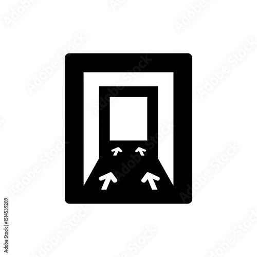 Hallway with Floor Arrows Indicating Directional Pathway