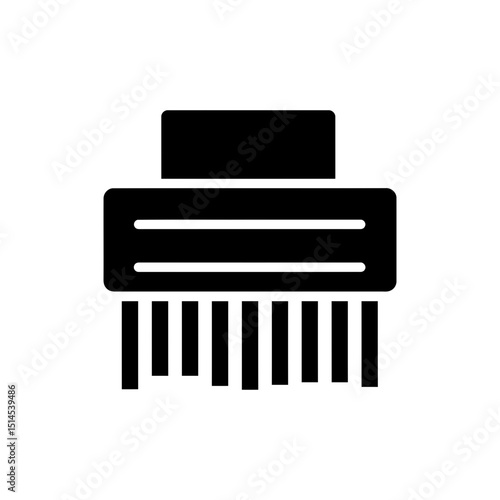 Paper shredder with shredded strips on white background