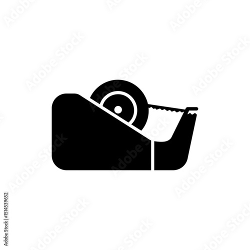 Tape dispenser with torn tape edge on white background