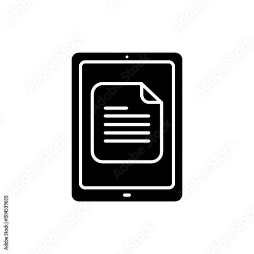 Tablet showing document viewer with text and images on screen